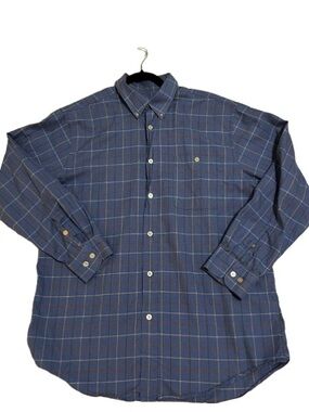 Orvis Navy Blue Plaid Button-Down Shirt